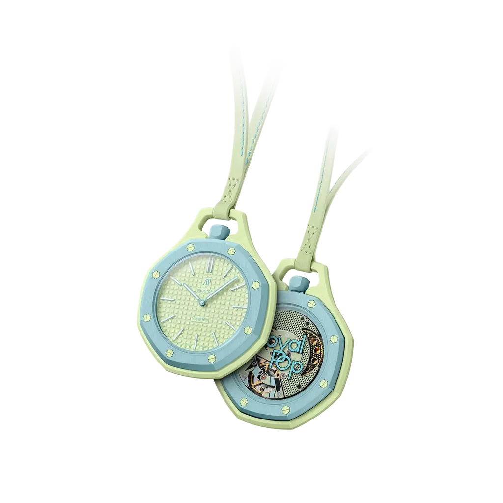 Swatch x AP Royal Pop Lime Green Dial Lime Green Leather Strap Watch for Men - Blaue Acht