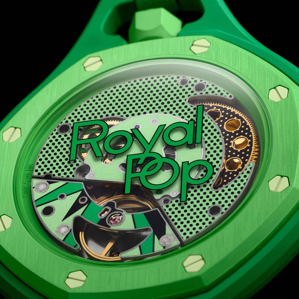 Swatch x AP Royal Pop Green Dial Green Leather Strap Watch for Men - Green Eight
