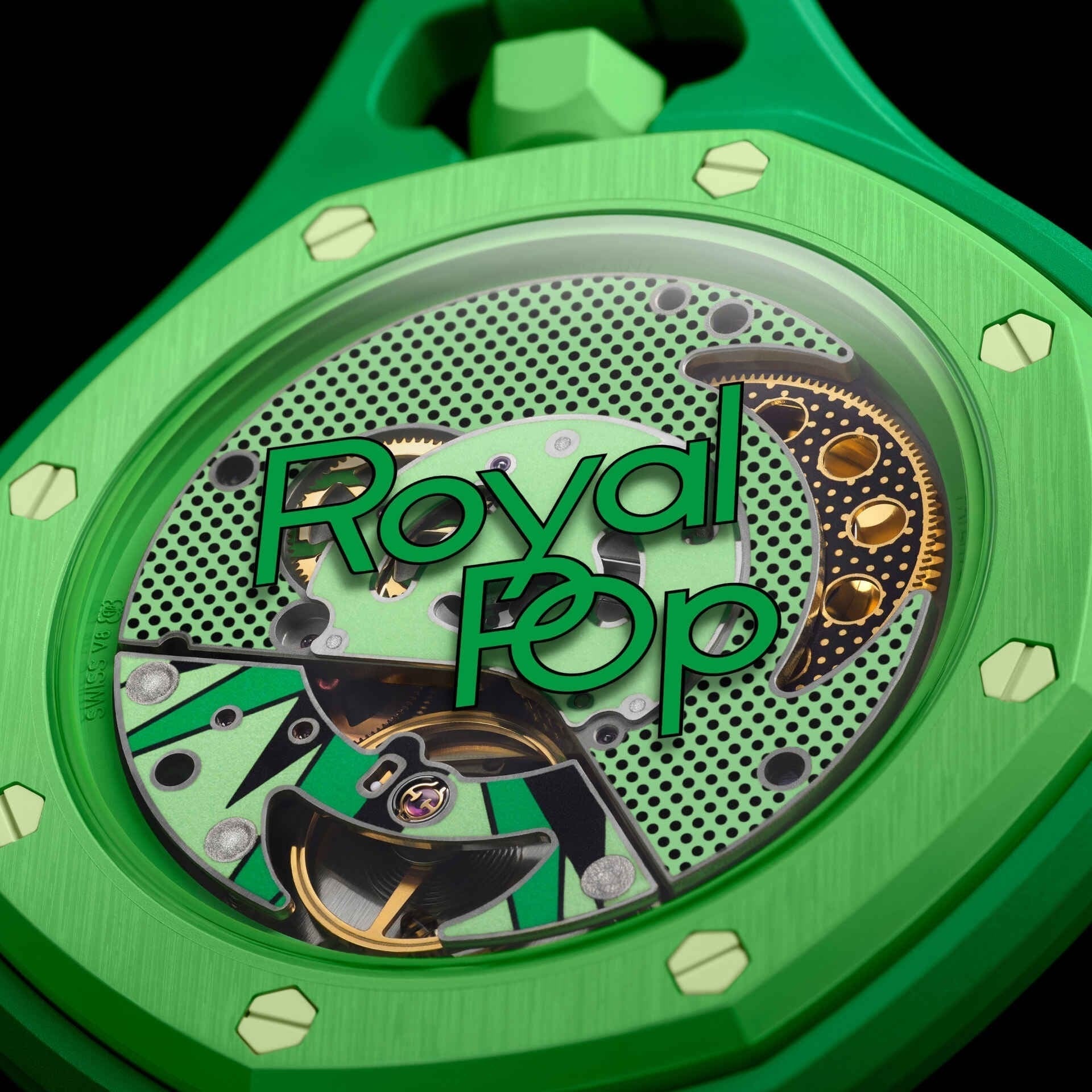 Swatch x AP Royal Pop Green Dial Green Leather Strap Watch for Men - Green Eight