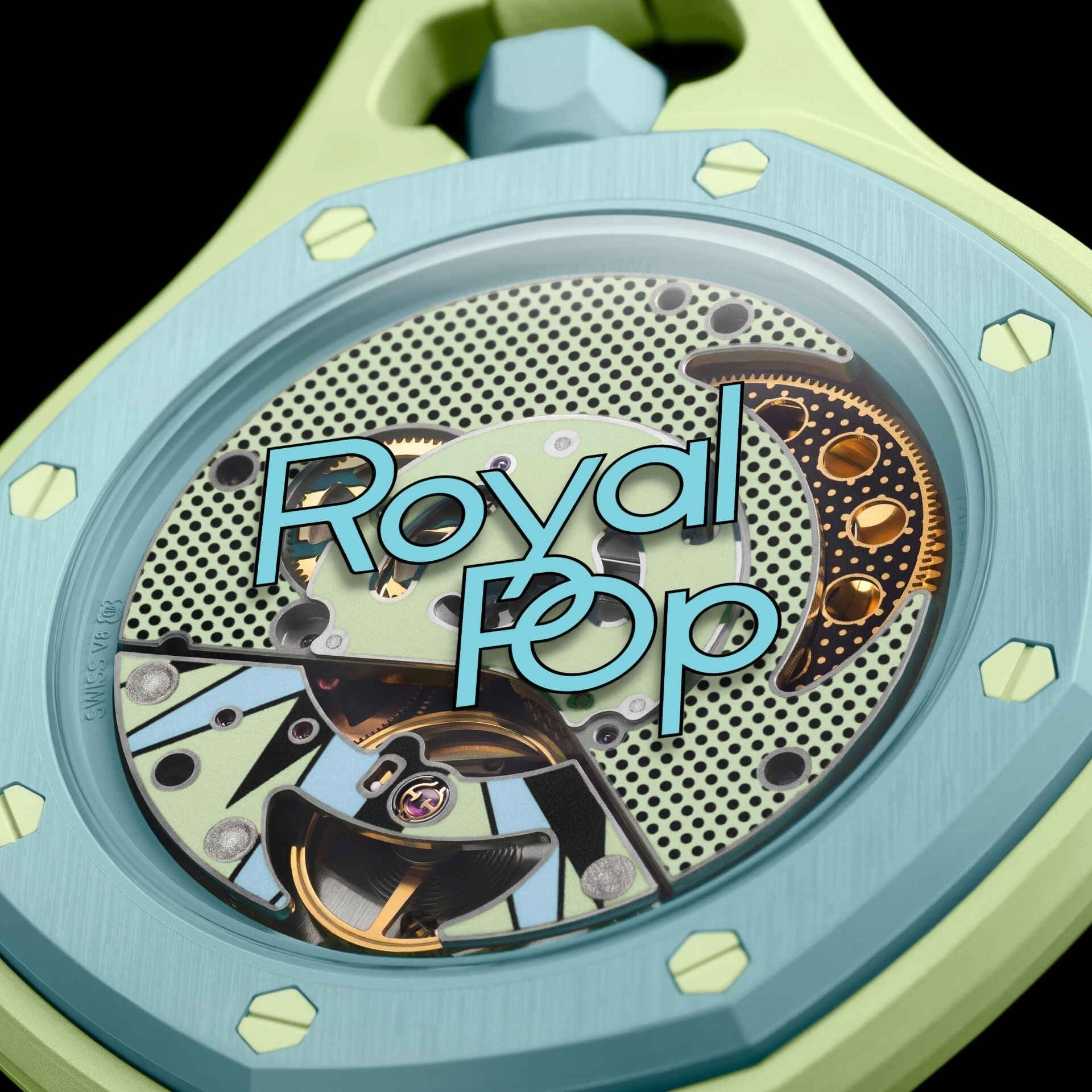 Swatch x AP Royal Pop Lime Green Dial Lime Green Leather Strap Watch for Men - Blaue Acht