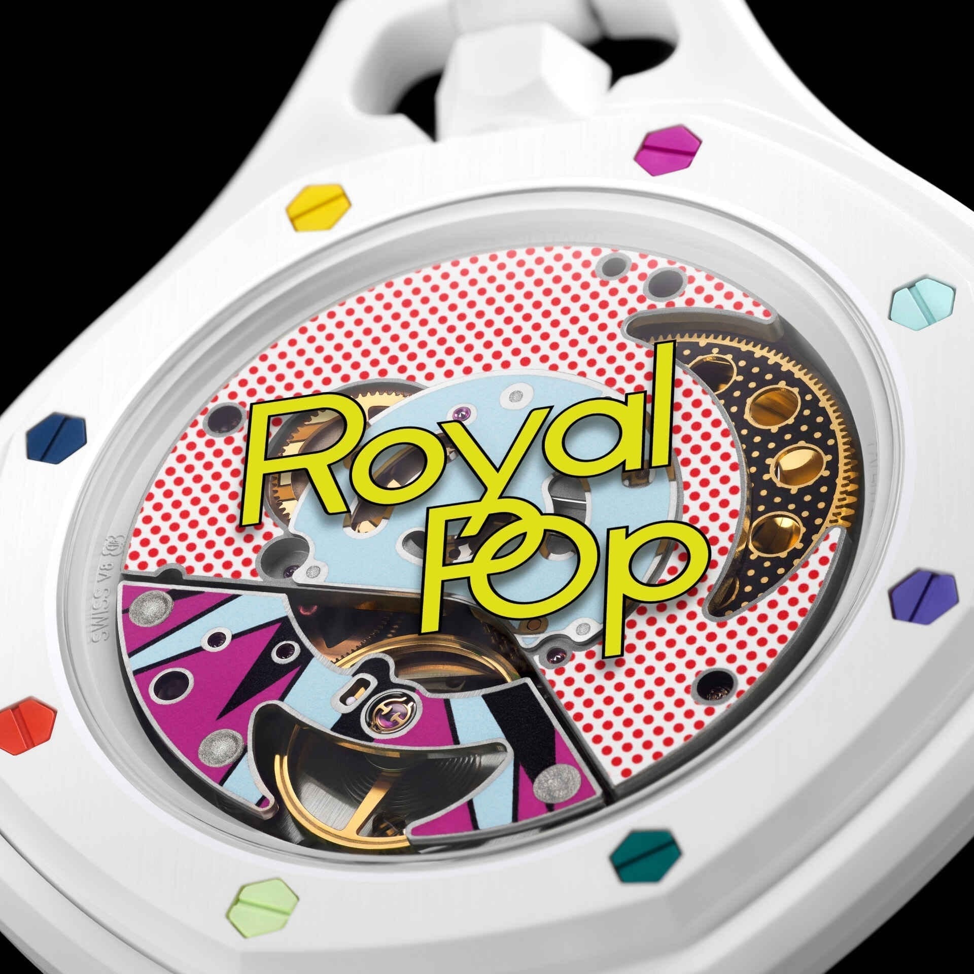 Swatch x AP Royal Pop White Dial White Leather Strap Watch for Men - Huit Blanc