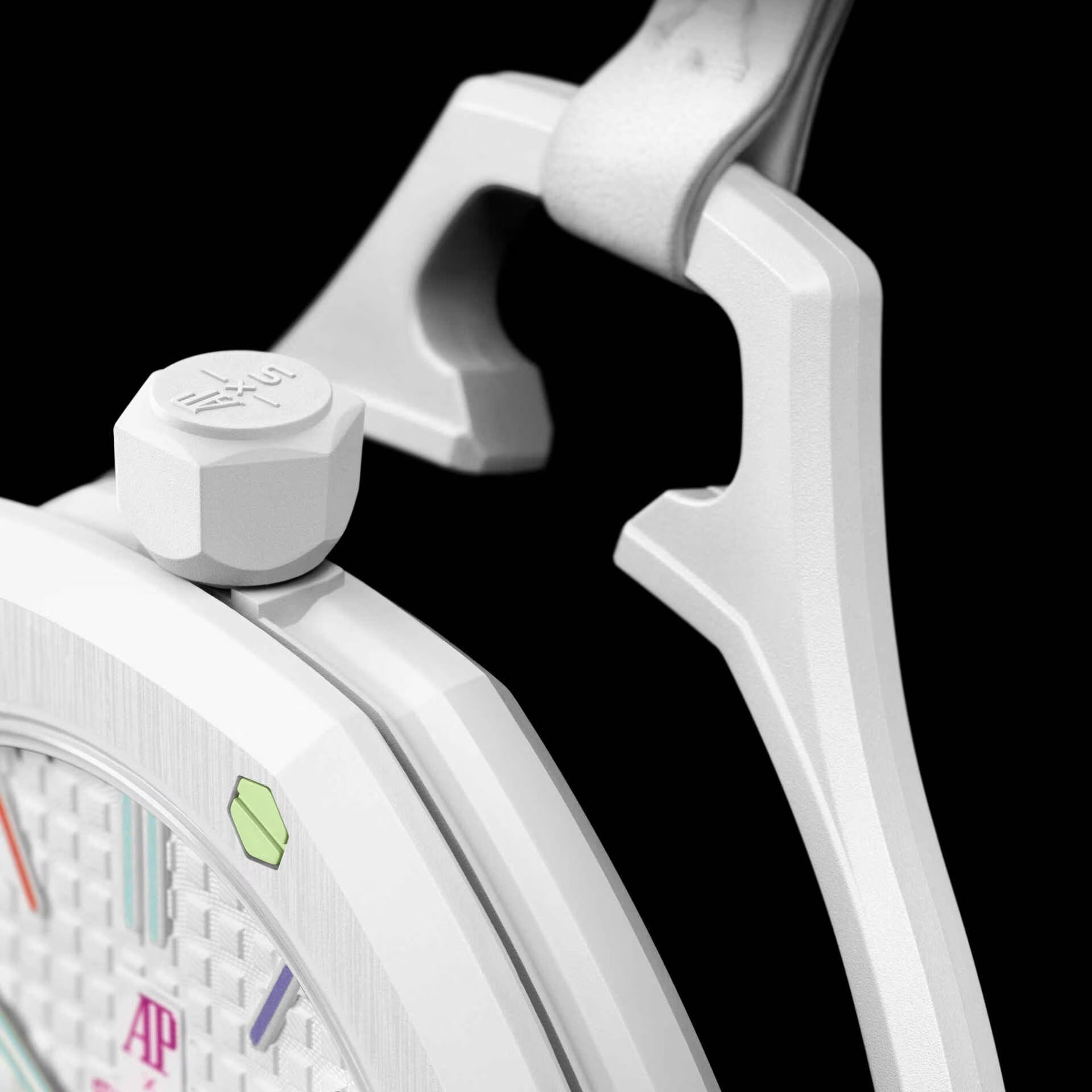 Swatch x AP Royal Pop White Dial White Leather Strap Watch for Men - Huit Blanc