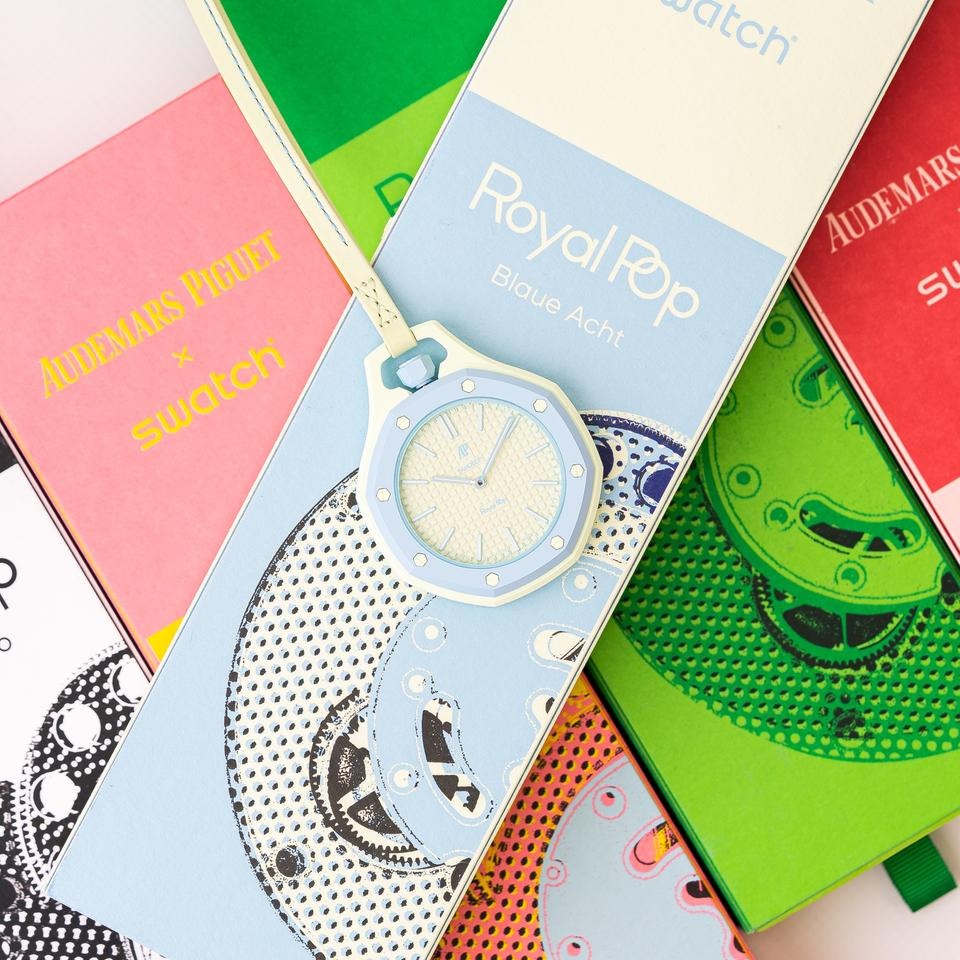 Swatch x AP Royal Pop Lime Green Dial Lime Green Leather Strap Watch for Men - Blaue Acht