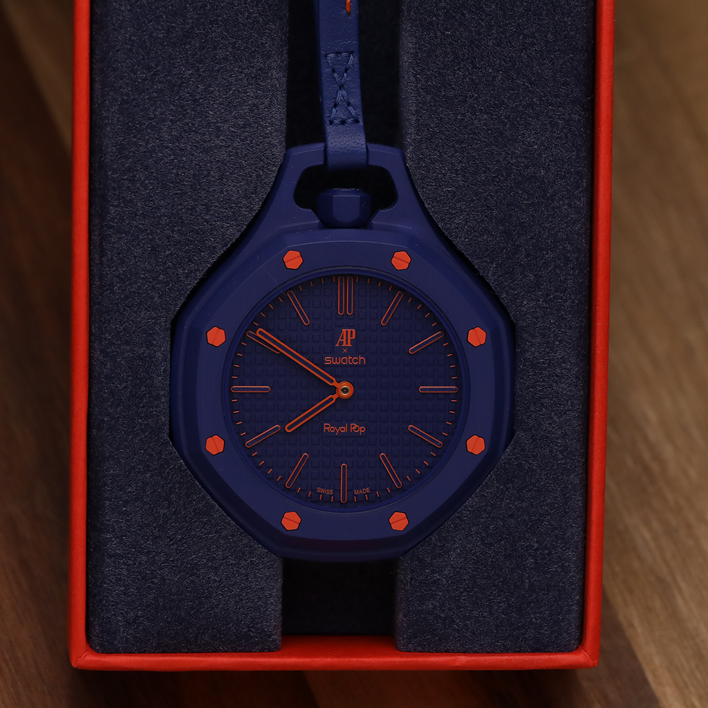 Swatch x AP Royal Pop Blue Dial Blue Leather Strap Watch for Men - Orenji Hachi