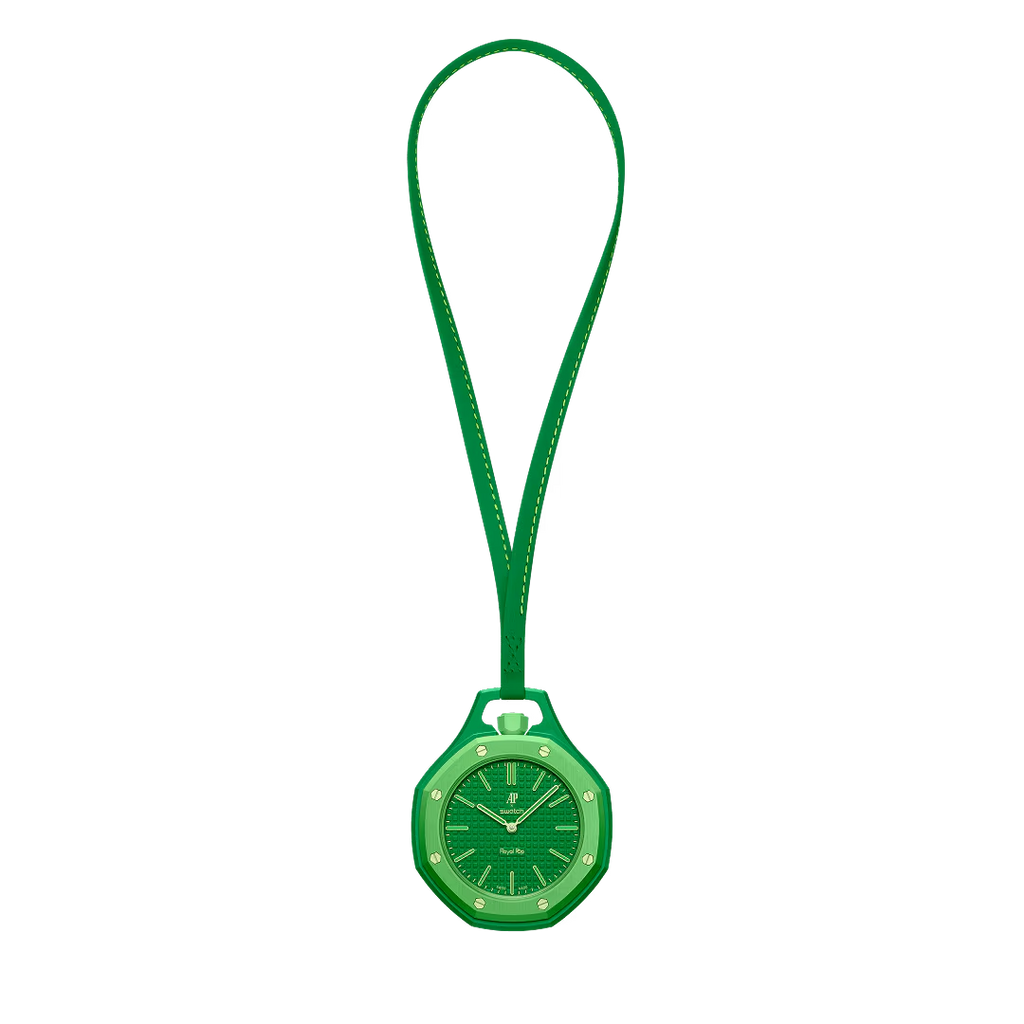 Swatch x AP Royal Pop Green Dial Green Leather Strap Watch for Men - Green Eight