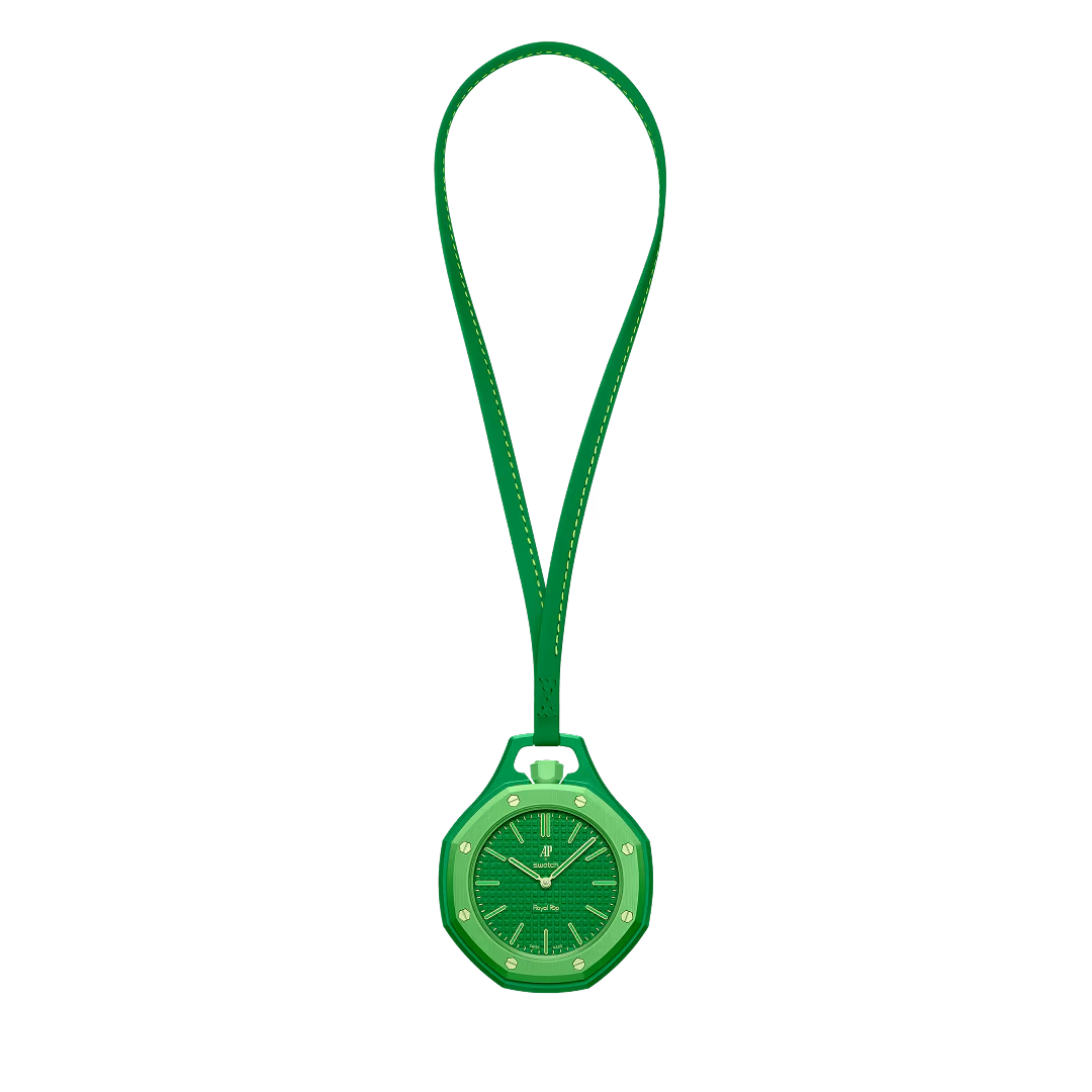 Swatch x AP Royal Pop Green Dial Green Leather Strap Watch for Men - Green Eight