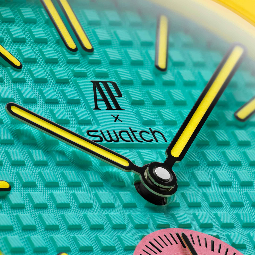 Swatch x AP Royal Pop Blue Dial Pink Leather Strap Watch for Women - Otg Roz