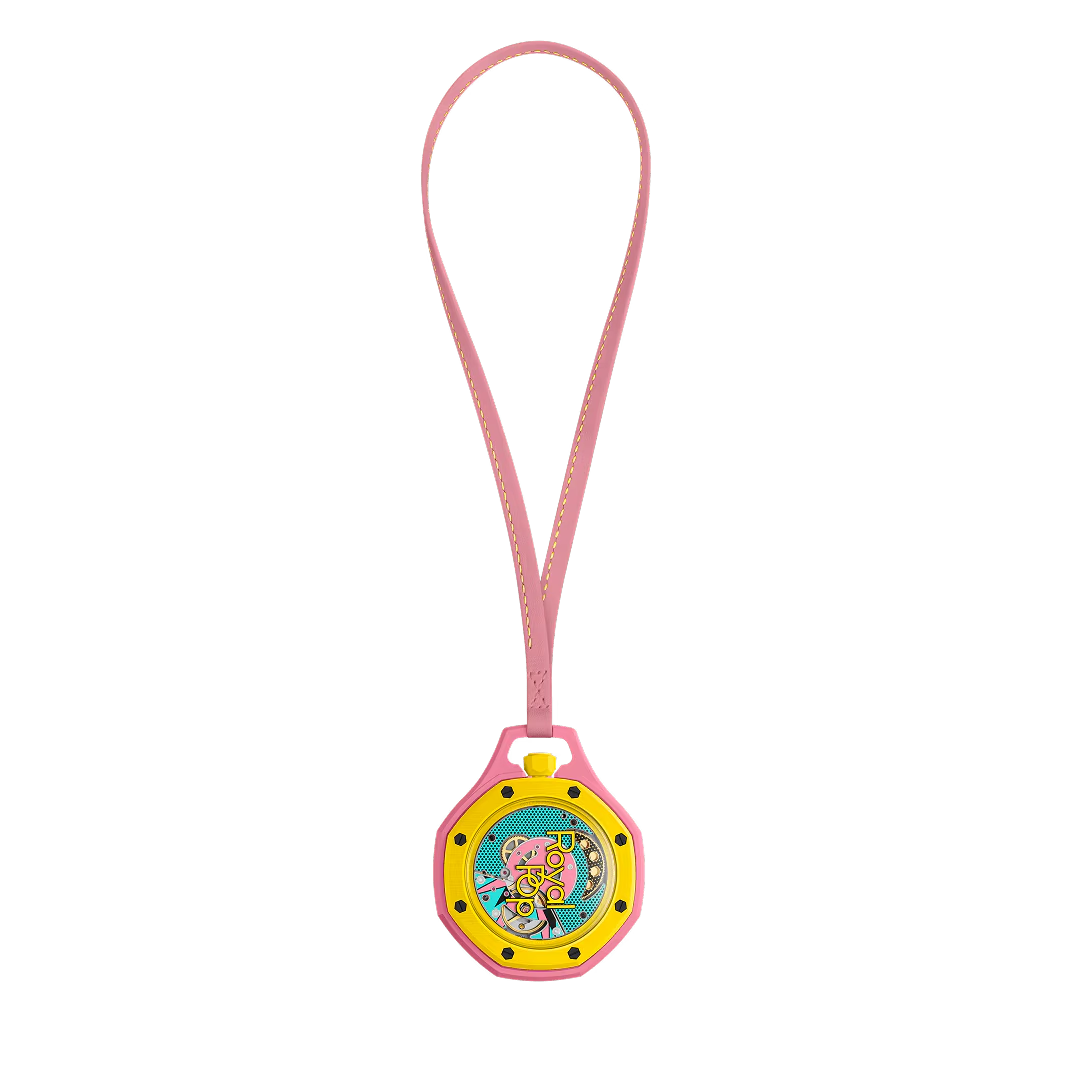 Swatch x AP Royal Pop Blue Dial Pink Leather Strap Watch for Women - Otg Roz
