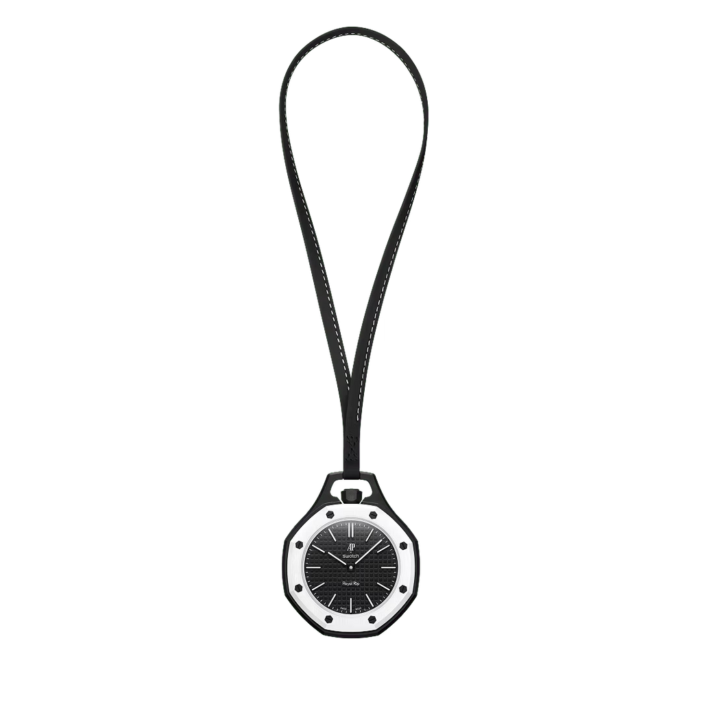 Swatch x AP Royal Pop Black Dial Black Leather Strap Watch for Men - Ocho Negro