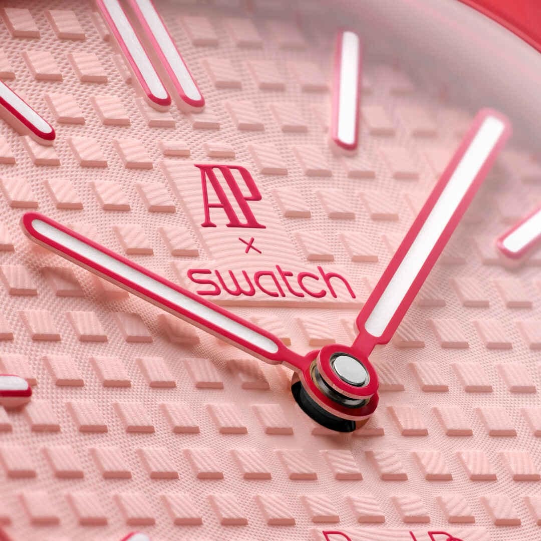 Swatch x AP Royal Pop Pink Dial Pink Leather Strap Watch for Women - Otto Rosso
